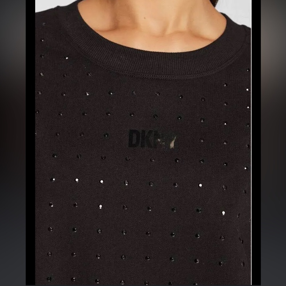 DKNY Sport Black Rhinestone Crewneck Sweatshirt XS - Picture 3 of 12